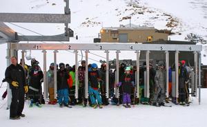 Ready for the off at Mt Hutt's Summit 6 lift were (L to R) Simon Yorston, Tom Fisher, Ben Yorston, Annabelle Fisher, Harry Fisher, and Kris Ward, all from Christchurch